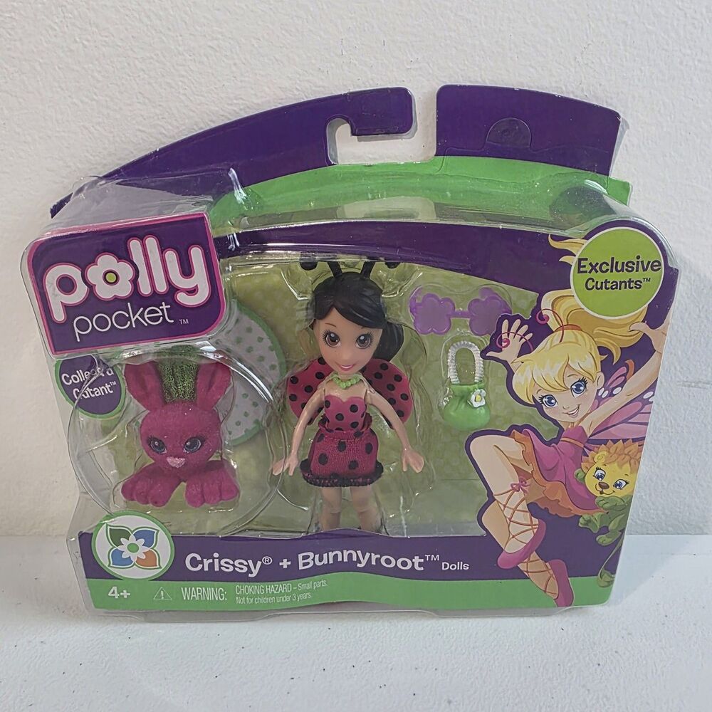 Polly Pocket Crissy doll and Bunnyroot "Cutant" from 2009 New NIP Sealed